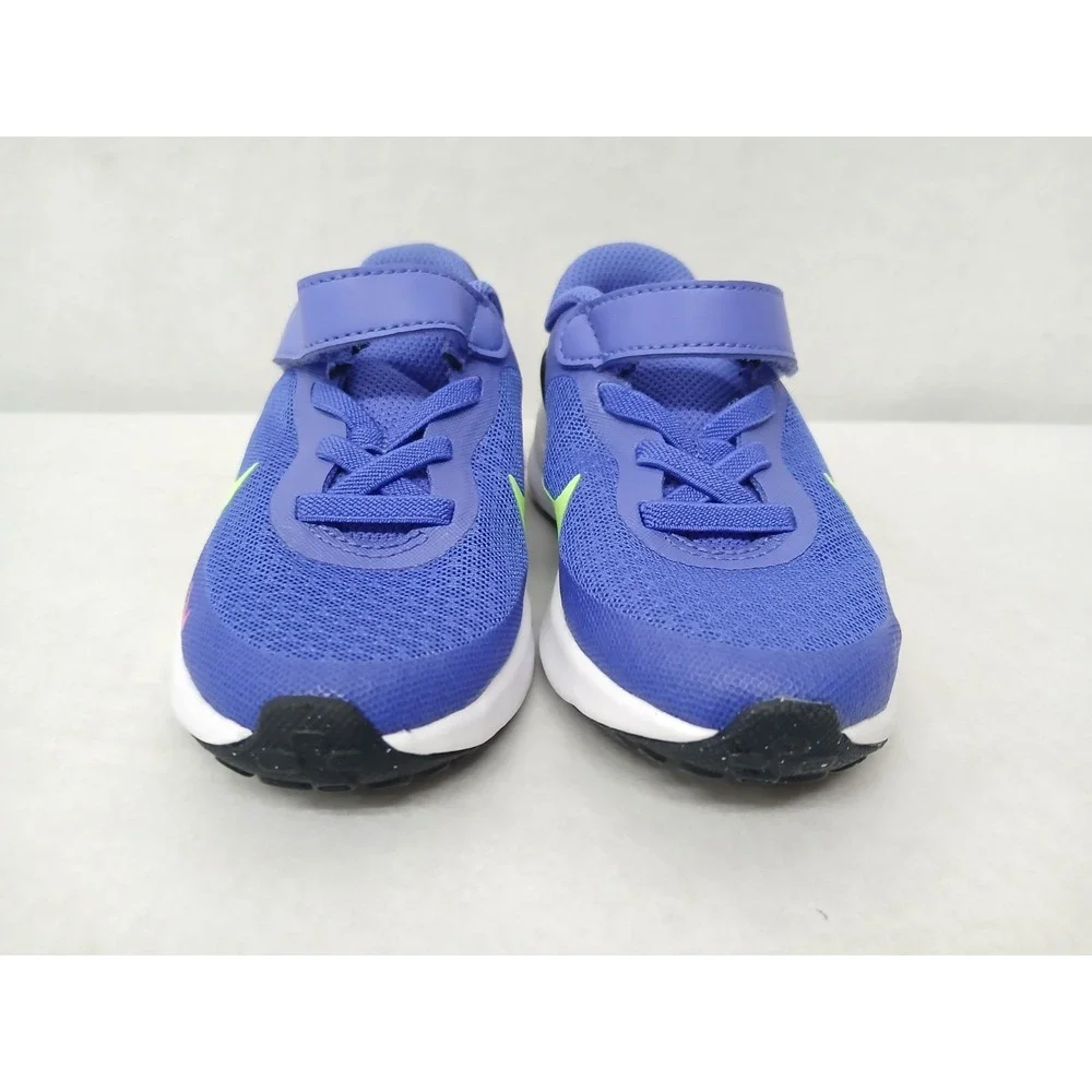 Nike Toddler Revolution 7 Running Shoes FB7690-500 Blue‎ Yellow Black Pink Sz 8